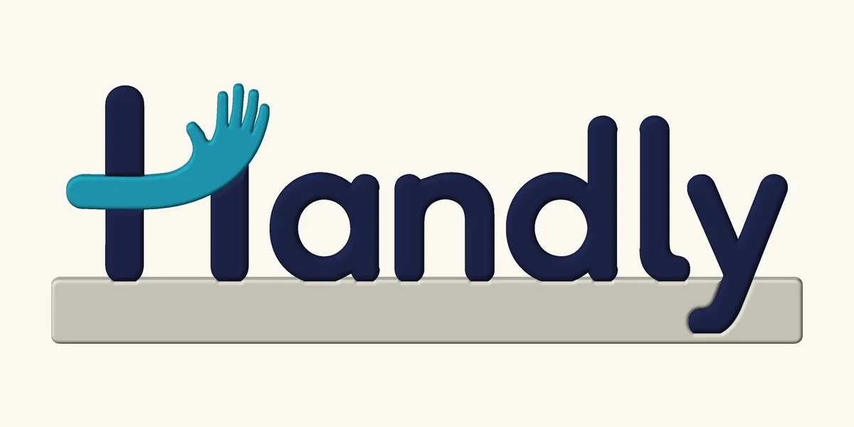 Vista frontal de las letras Handly en 3D